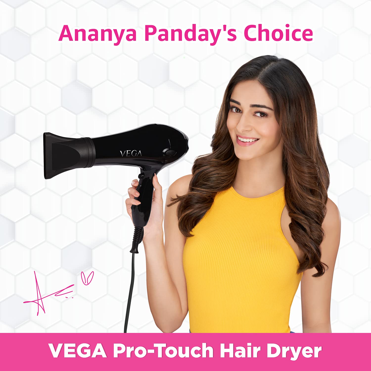 Vega Pro Touch 1800-2000 Watts Professional Hair Dryer With 2 Detachable Nozzles (Vhdp-02) Miss Dazzle Styling Set, Hair Straightener With Ceramic Coated Plates & 19 Mm Barrel Hair Curler, Black