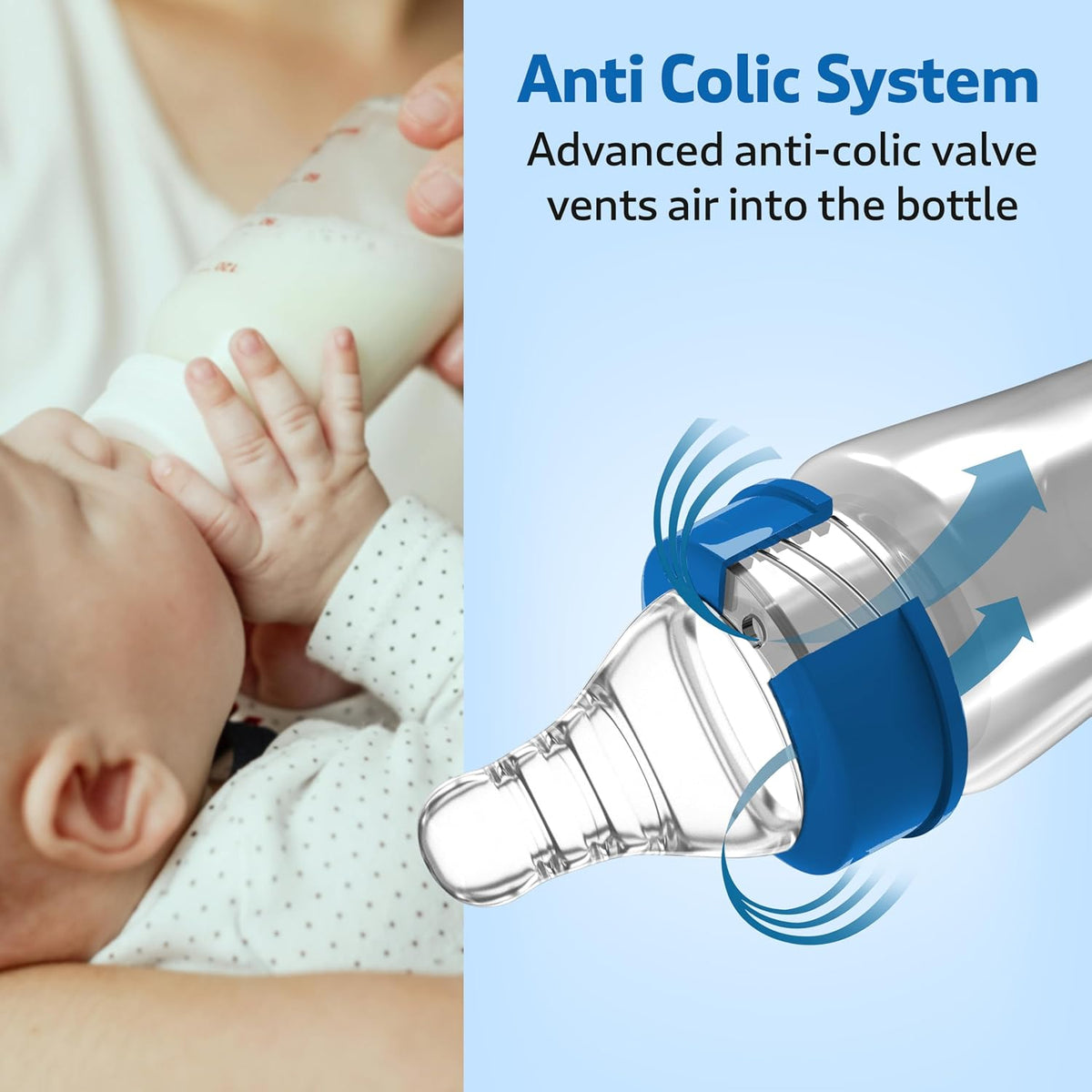 LuvLap Anti-Colic Slim/Regular Neck Essential Baby Plastic Feeding Bottle, 250Ml (Pack of 8), New Born/Infants/Toddler Upto 3 Years, Jungle Tales & Wild Flowers, BPA Free,Blue