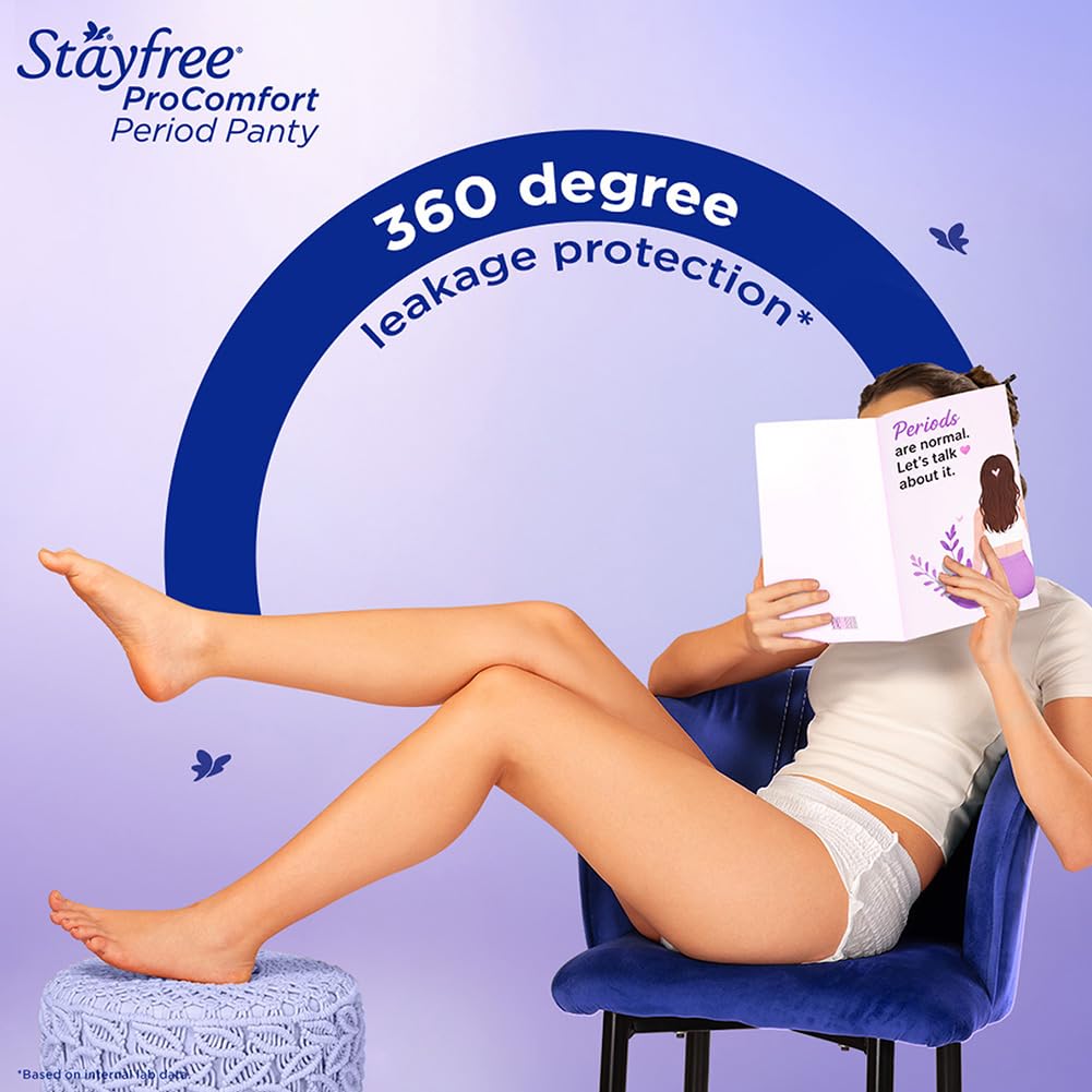 Stayfree ProComfort Period Panty for Women | Disposable Period Pants Pack of 10, M - L | Air Soft Cover | 360° Leakage Protection for Heavy Flow | Snug Fit | Odour Control