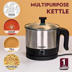 Borosil 1 L Omni Stainless Steel Electric Kettle | Made in India | Temperature Control Knob, Overheat Protection | 360° Rotating Base | Auto Cut-Off | 1 Year Warranty