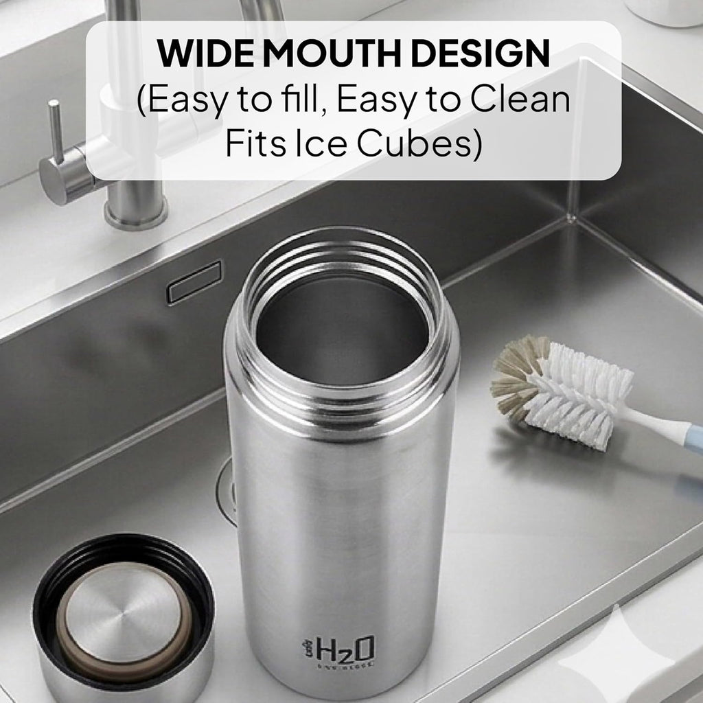 CELLO H2O Stainless Steel Water Bottle For Office & Daily Use 1000 ml, Silver | Single Wall Freezer & Fridge Safe, Lightweight & Stylish Leakproof Rustproof Steel Water Bottle For School, Gym & Travel