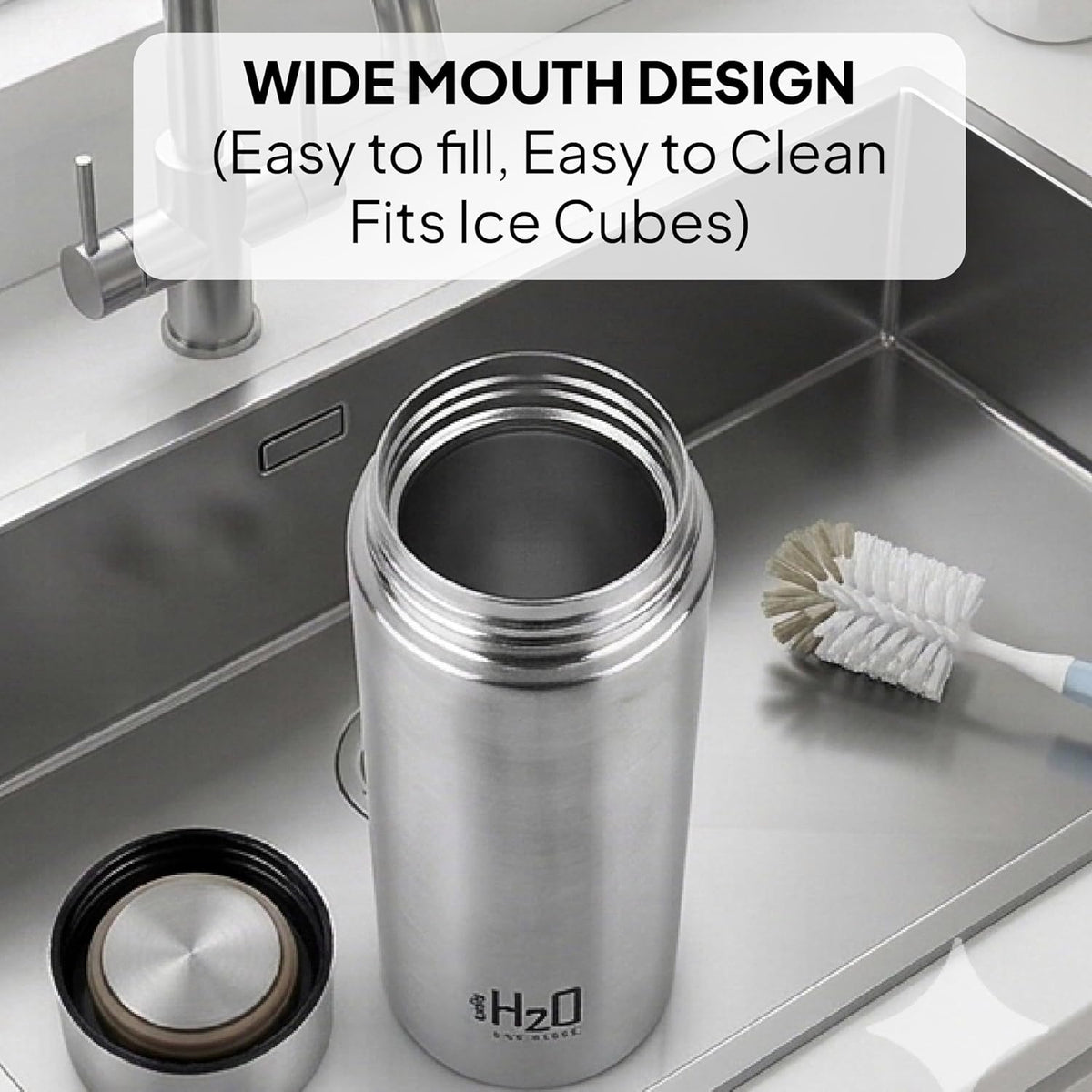 CELLO H2O Stainless Steel Water Bottle For Office & Daily Use 1000 ml, Silver | Single Wall Freezer & Fridge Safe, Lightweight & Stylish Leakproof Rustproof Steel Water Bottle For School, Gym & Travel