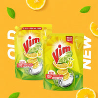 Vim Dishwash Liquid 3 L pouch | Removes 100+ Odours & Grease in 1 wash | With the power of 100 Lemons