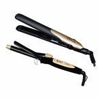 Vega Pro Touch 1800-2000 Watts Professional Hair Dryer With 2 Detachable Nozzles (Vhdp-02) Miss Dazzle Styling Set, Hair Straightener With Ceramic Coated Plates & 19 Mm Barrel Hair Curler, Black