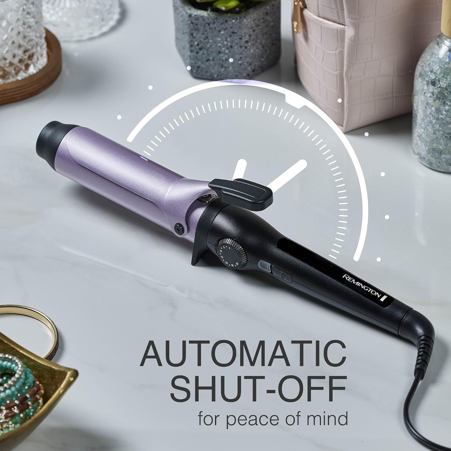 Remington 1.25" Anti-static Curling Iron with Titanium Protection, Fast Heating, Ceramic Barrel for Big and Bulky Waves and Added Body, Auto Shut-Off