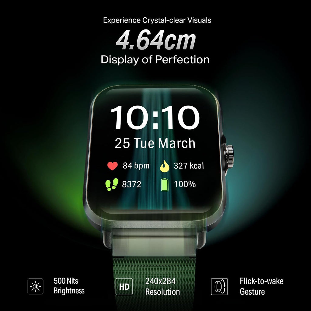 boAt Storm Infinity w/21 Days Extensive Battery Life, BT Calling, Huge 550mAh Battery, Fast Charge, 1.83” (4.65cm) Display, HR, SpO2 & Sleep Tracking, Smart Watch for Men & Women (Sports Green)