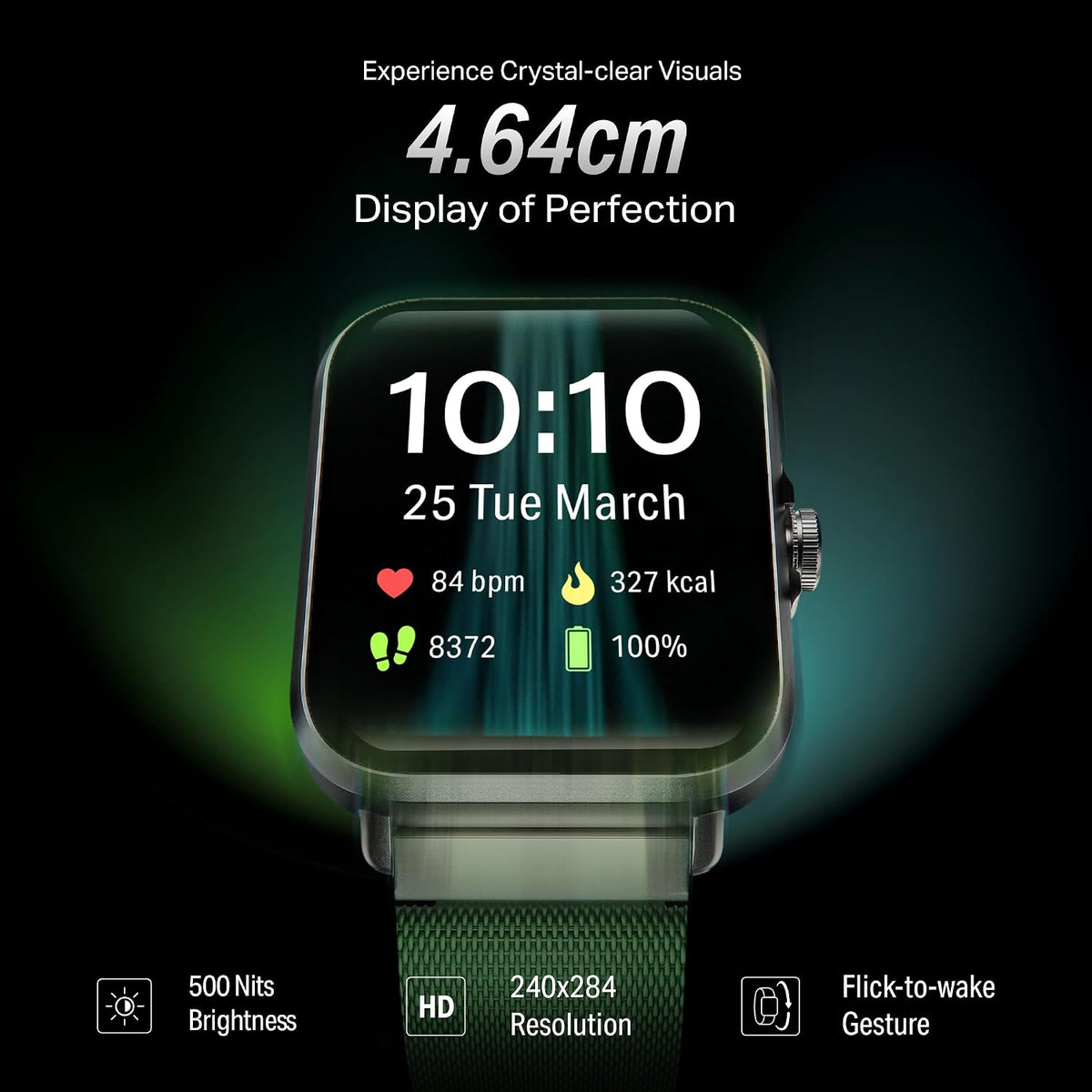 boAt Storm Infinity w/21 Days Extensive Battery Life, BT Calling, Huge 550mAh Battery, Fast Charge, 1.83” (4.65cm) Display, HR, SpO2 & Sleep Tracking, Smart Watch for Men & Women (Sports Green)