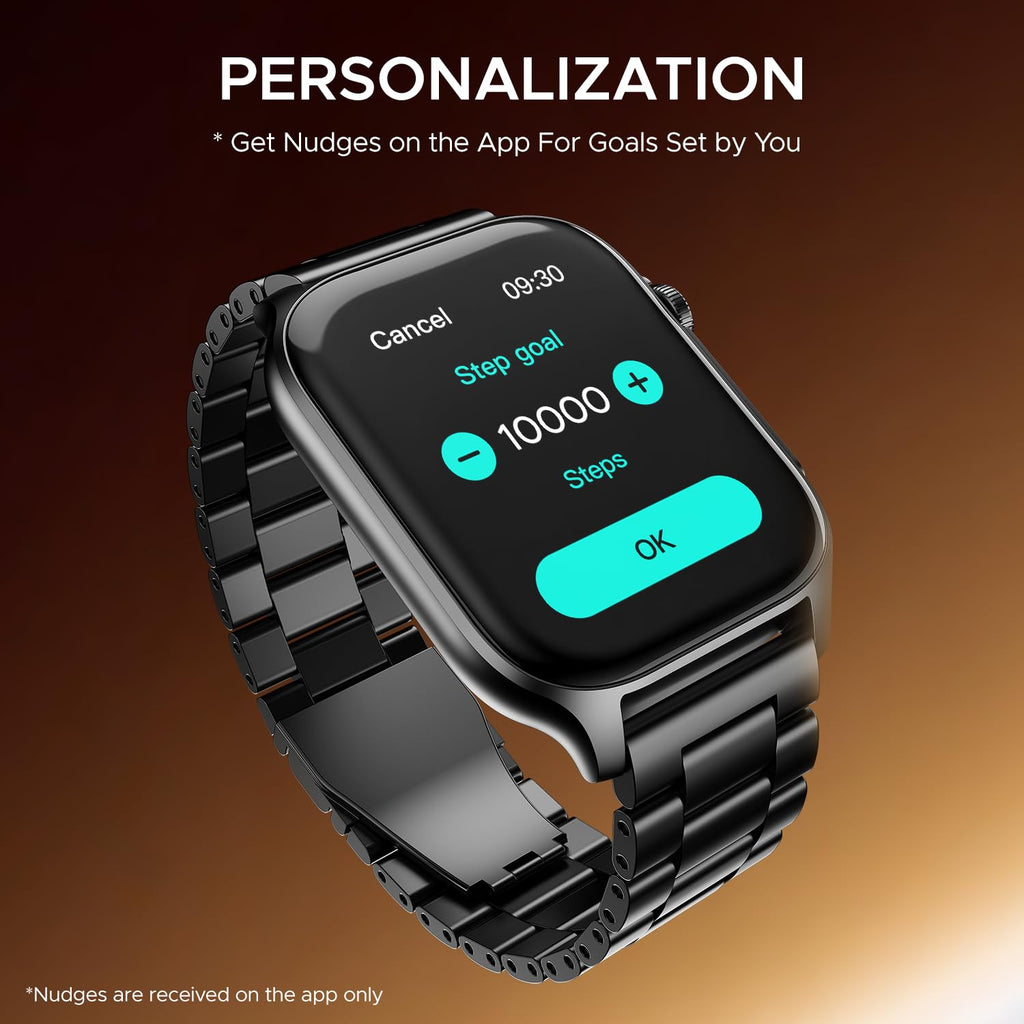 boAt Ultima Ember smartwatch with 1.96” AMOLED Display, AOD, Personalized Fitness Nudges, Functional Crown,100+ Sports Modes, Create Your Own Watchface, smartwatch for man and Woman (Steel Black)