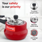 Prestige 2L Nakshatra DUO Plus Svachh Inner Lid Aluminium Handi|Ideal for 2-3 persons|Deep lid for Spillage Control|Gas or induction compatible|Red|5 years warranty