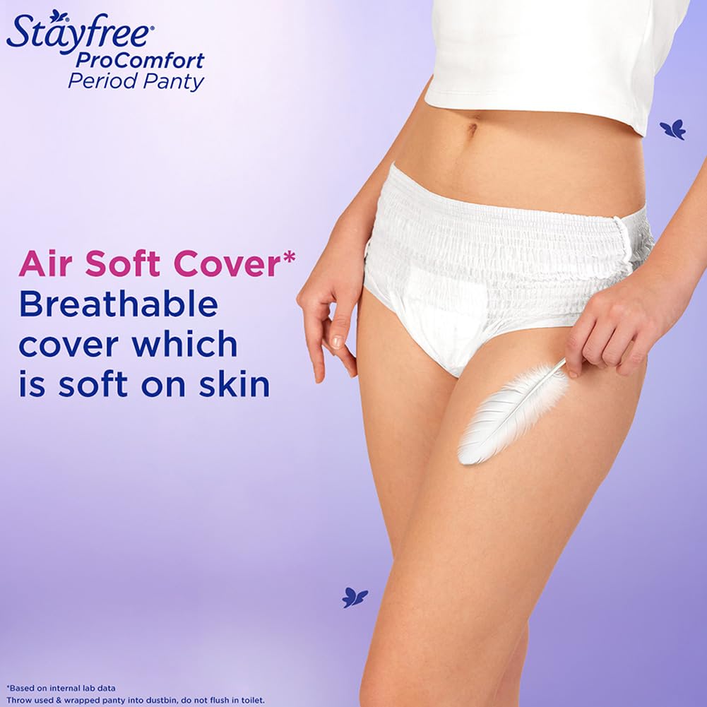 Stayfree ProComfort Period Panty for Women | Disposable Period Pants Pack of 10, M - L | Air Soft Cover | 360° Leakage Protection for Heavy Flow | Snug Fit | Odour Control