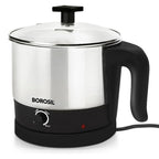 Borosil 1 L Omni Stainless Steel Electric Kettle | Made in India | Temperature Control Knob, Overheat Protection | 360° Rotating Base | Auto Cut-Off | 1 Year Warranty