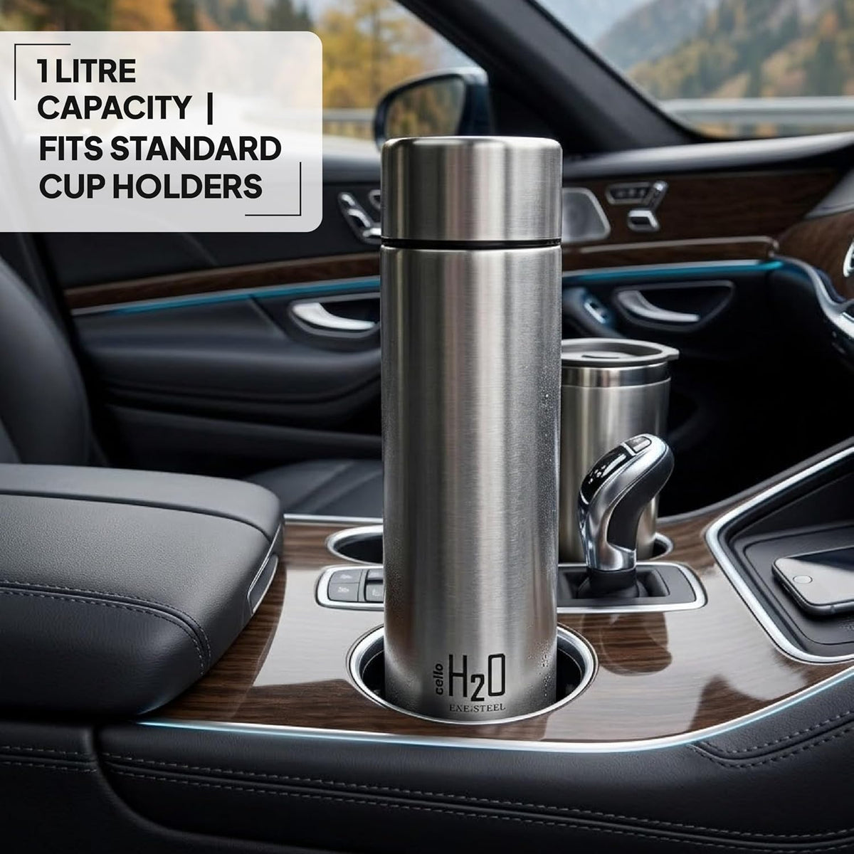 CELLO H2O Stainless Steel Water Bottle For Office & Daily Use 1000 ml, Silver | Single Wall Freezer & Fridge Safe, Lightweight & Stylish Leakproof Rustproof Steel Water Bottle For School, Gym & Travel