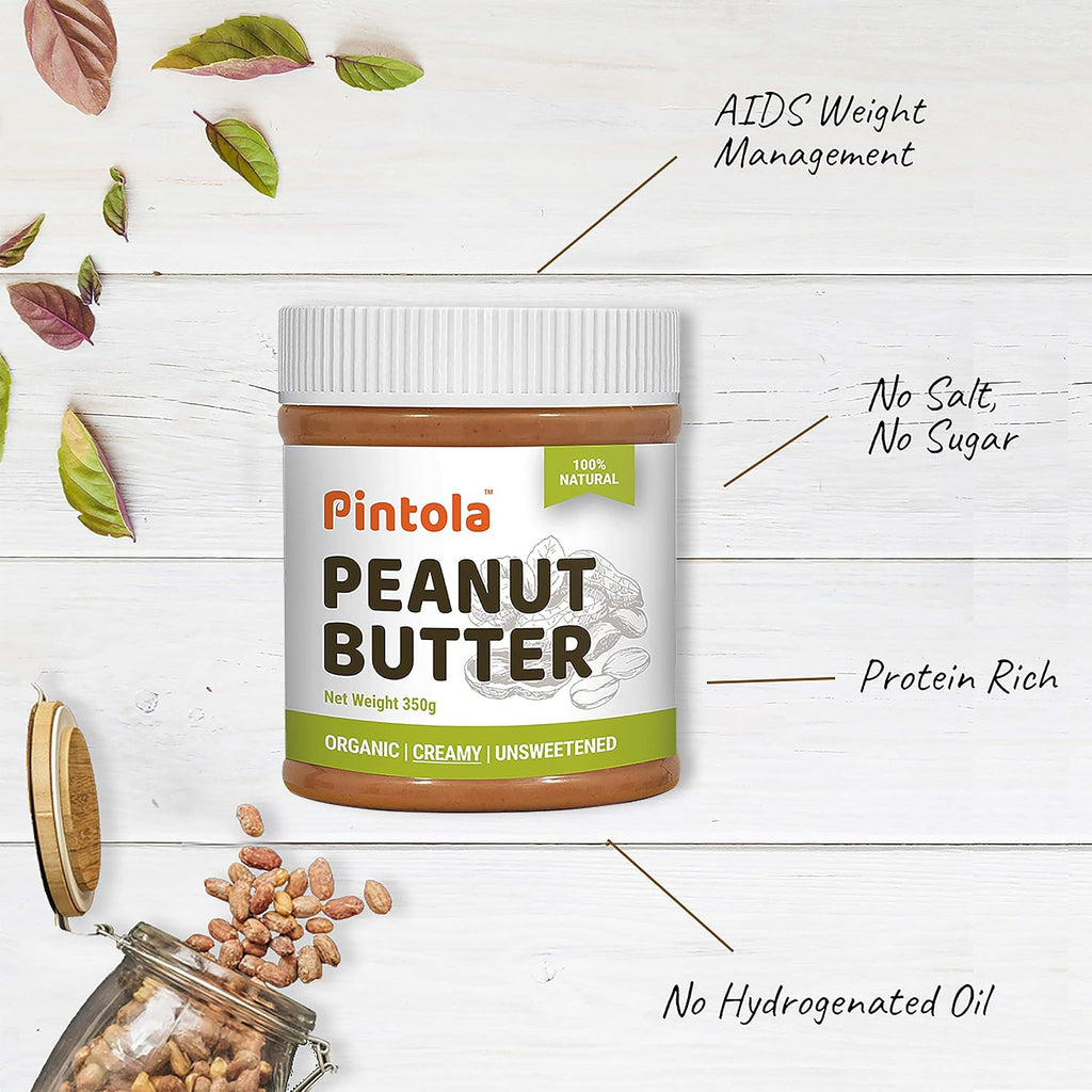 PINTOLA Organic Peanut Butter (Creamy) (1kg) (Pack of 3)