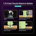 wipro ABS Elato BK211 Cool Touch Double Layer Electric Kettle, 1.7 Litres, Anti-Rust Shield, Super Fast Heating, 3X Protection-Overheating, Dry Boil & Auto Shut-Off,1200 Watts, 2 Years Warranty, Green