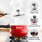 Prestige 2L Nakshatra DUO Plus Svachh Inner Lid Aluminium Handi|Ideal for 2-3 persons|Deep lid for Spillage Control|Gas or induction compatible|Red|5 years warranty