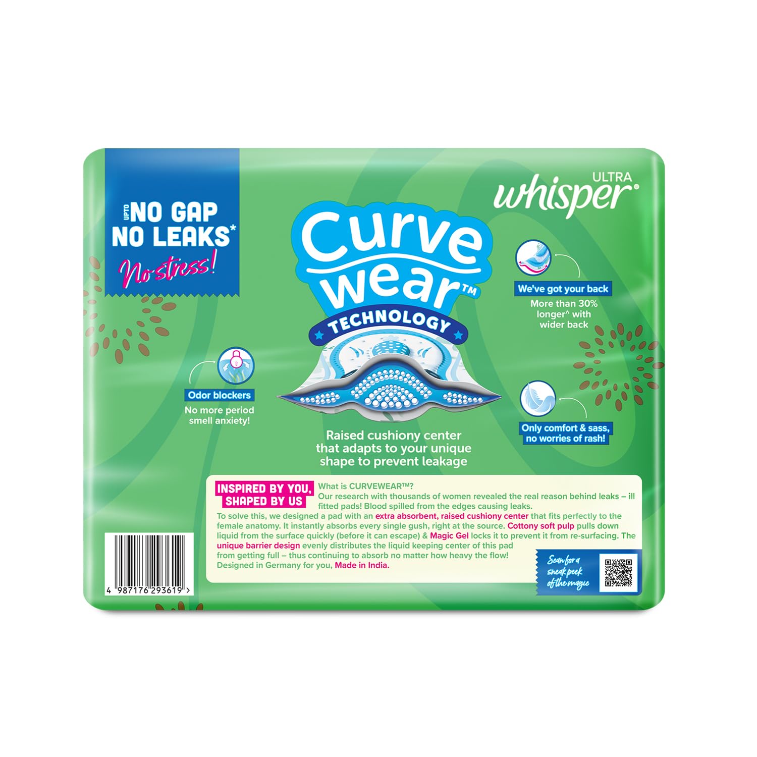 Whisper Ultra Clean Sanitary Pads for Women, XL Plus, Pack of 60 Napkins