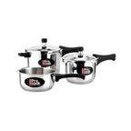Milton Pro Cook 3-Layer Thick Triply Bottom I Induction & Gas Stove Friendly Stainless Steel Pressure Cooker Combo Set 2, 3, 5 Litre Capacity | Outer Lid | Sandwich Bottom Cookware Set | 5Y Warranty