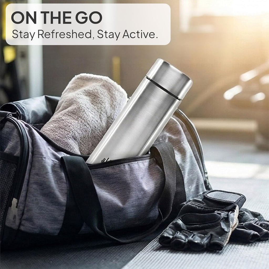 CELLO H2O Stainless Steel Water Bottle For Office & Daily Use 1000 ml, Silver | Single Wall Freezer & Fridge Safe, Lightweight & Stylish Leakproof Rustproof Steel Water Bottle For School, Gym & Travel