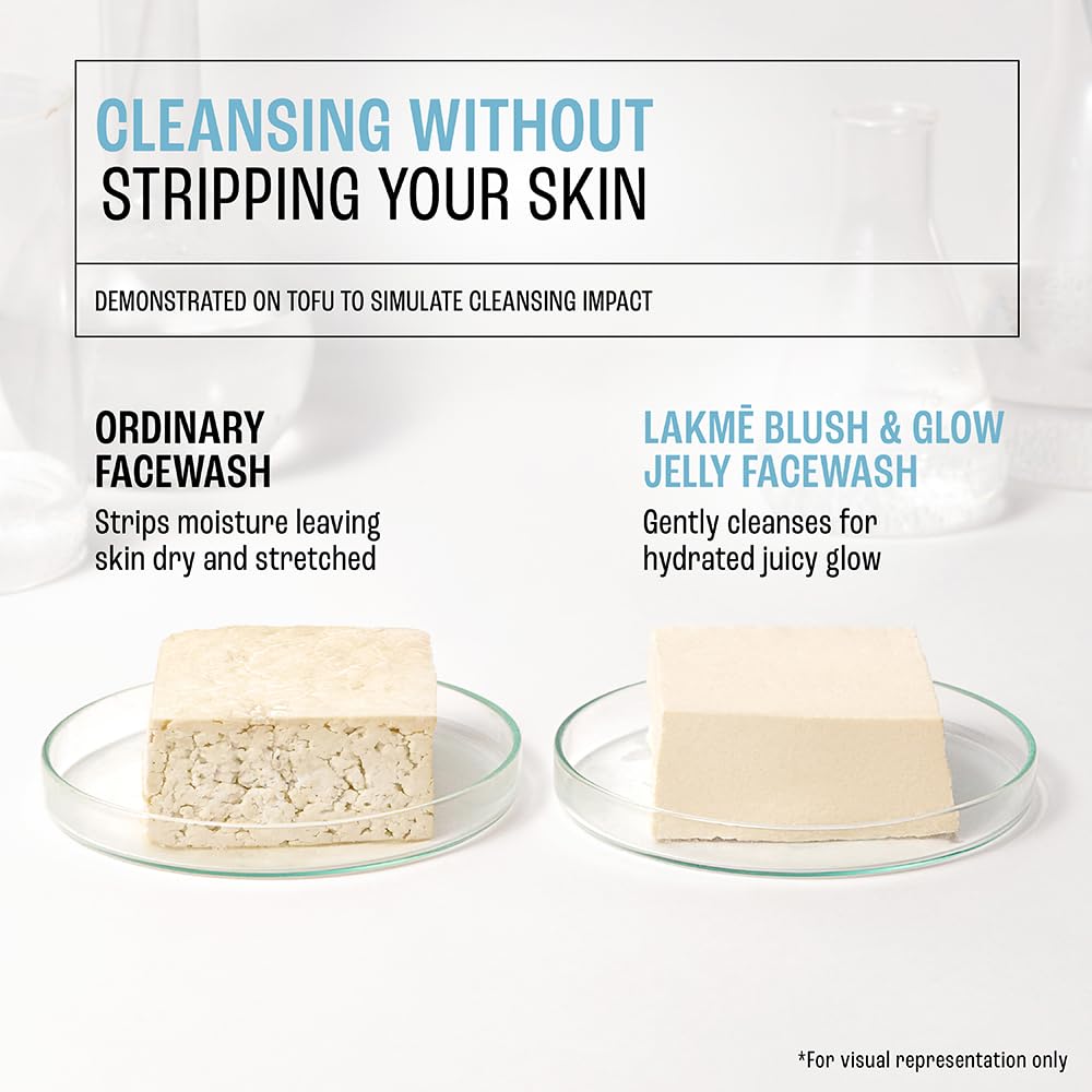 LAKME Blush &amp; Glow, Blueberry + Peptide Gentle Jelly Facewash,