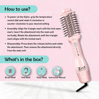 Ikonic Me 3-In-1 Express Styler Hot Air Brush For Women, 1200W Hair Dryer Brush With 1.5-Inch Ceramic Titanium Tourmaline Barrel, Blow Dryer, Hair Straightener, Volumizer Brush, Fast Drying, Frizz-Free Styling, Pink