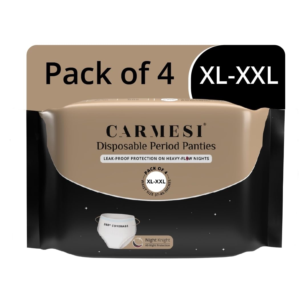 Carmesi Disposable Period Panties for Women - Pack of 4 (XL-XXL) | 360° Protection for Super Heavy Flow | Leak Proof & No Rashes | Maternity Panties | All Night Protection | Ultra Absorbent Core