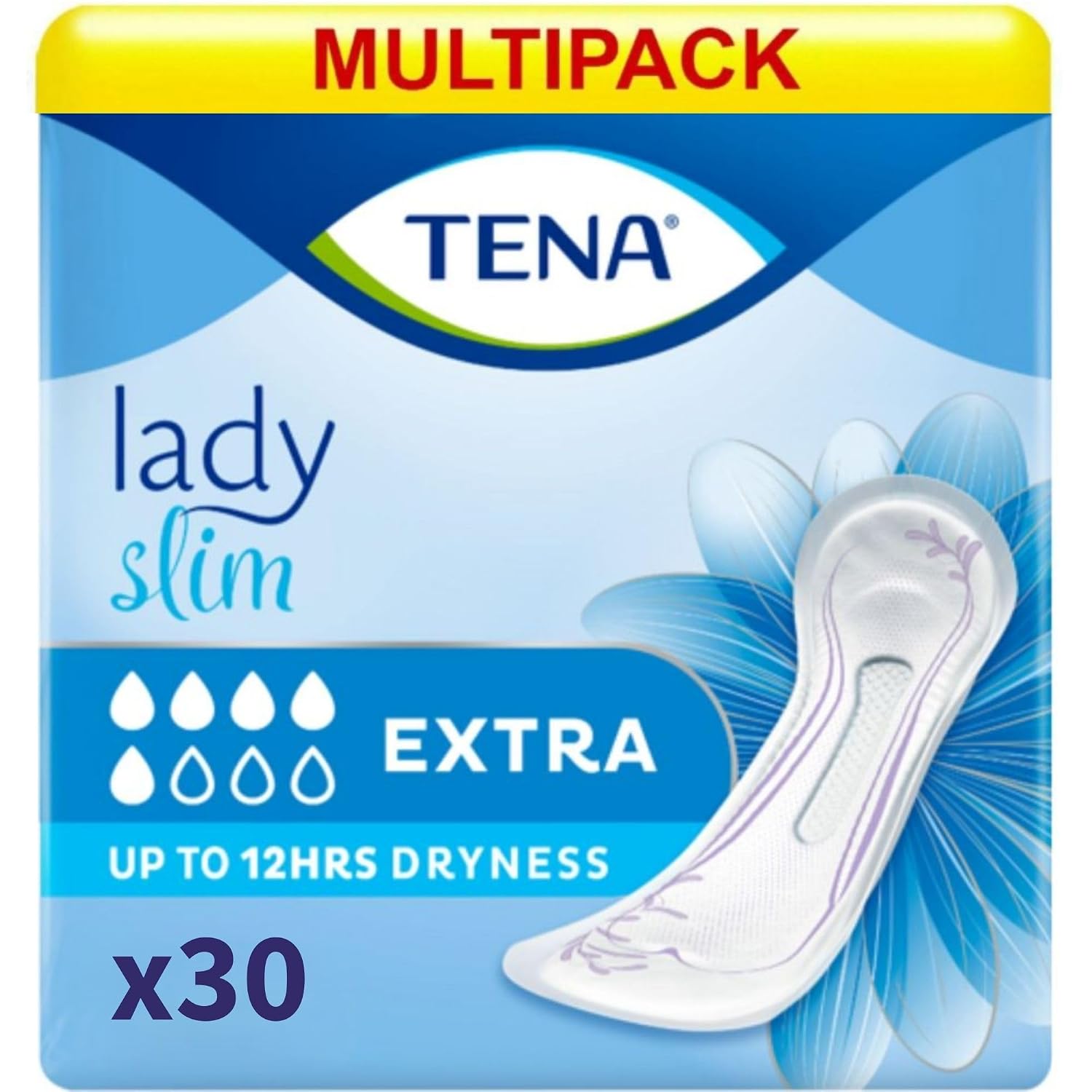TENA Lady Extra Bladder Control Pads for Medium,Unexpected Urine Leaks | 30 Pcs | Incontinence Pads for Women | 31 Cm Long | World's Leading Incontinence Brand