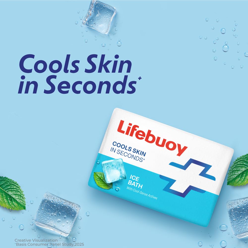 LIFEBUOY Ice Bath Soap Combo Pack of 5, 125g each, for Rapid Heat Relief, with Menthol and Cool Sense Actives, Refreshing Fragrance, Designed for Indian Summer, for Men and Women Visit the Lifebuoy Store