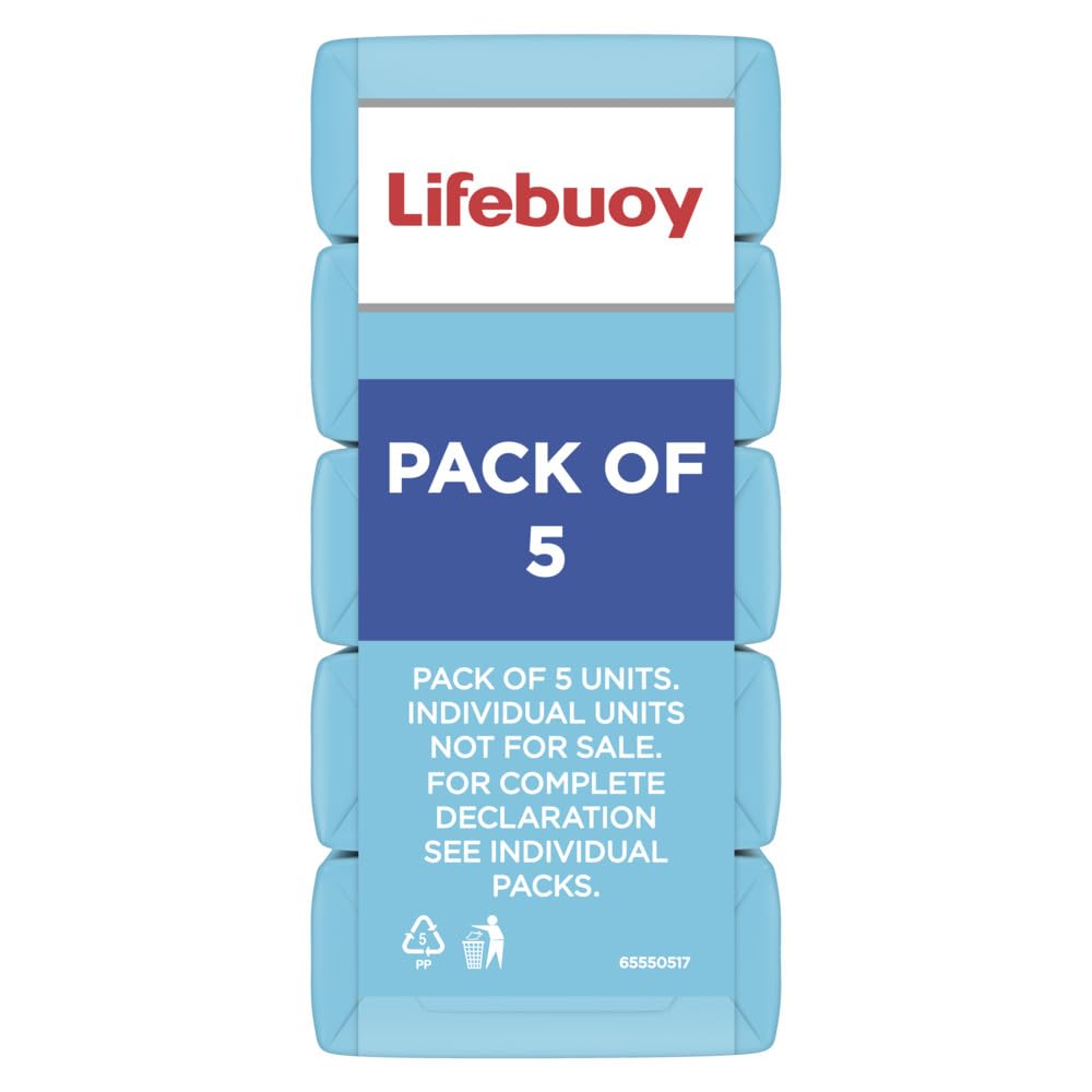LIFEBUOY Ice Bath Soap Combo Pack of 5, 125g each, for Rapid Heat Relief, with Menthol and Cool Sense Actives, Refreshing Fragrance, Designed for Indian Summer, for Men and Women Visit the Lifebuoy Store