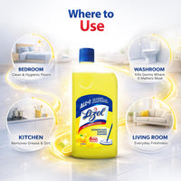 Lizol Disinfectant Surface & Floor Cleaner Liquid, Citrus - 1 Litre | Suitable For All Floor Cleaner Mops | Kills 99.9% Germs| India'S #1 Floor...