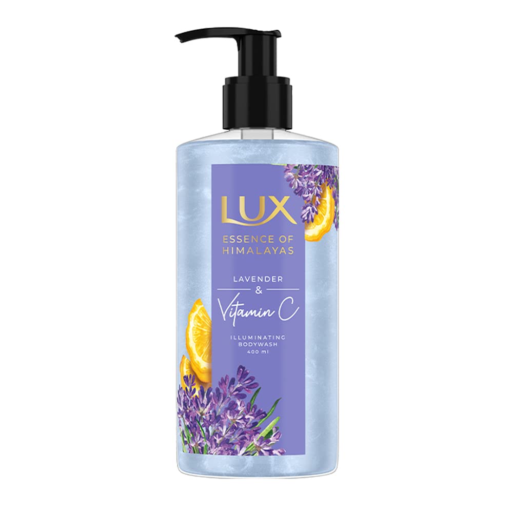 LUX Lavender & Vitamin C, Illuminating Body Wash, 400 ml, for Radiant and Detoxified Skin, with 100% Natural Origin Lavender & Himalayan Oil, Mild and Gentle, Plant Based Cleanser
