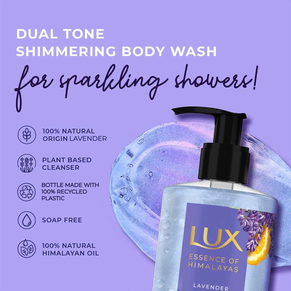 LUX Lavender & Vitamin C, Illuminating Body Wash, 400 ml, for Radiant and Detoxified Skin, with 100% Natural Origin Lavender & Himalayan Oil, Mild and Gentle, Plant Based Cleanser