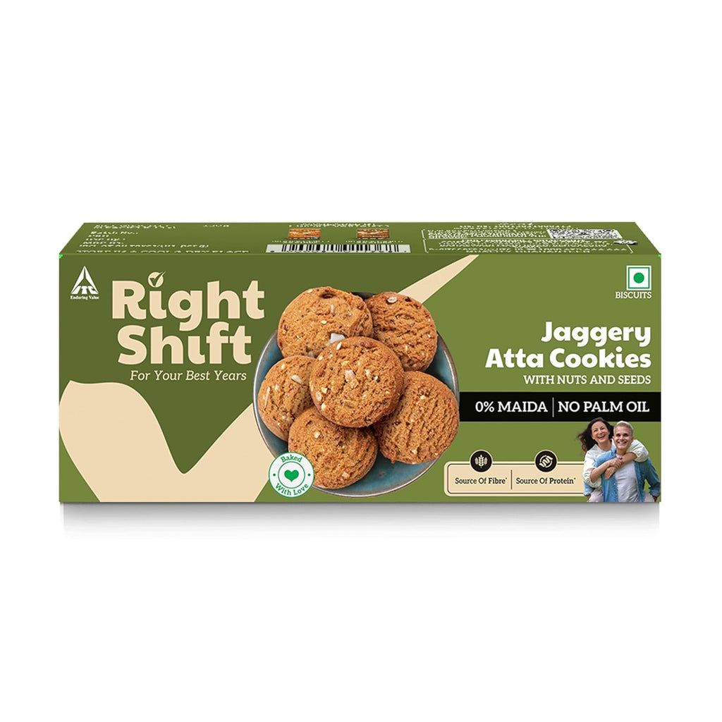 Right Shift Jaggery Atta Cookies, 3 x120g
