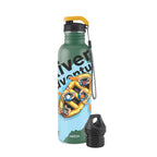 MILTON Marine 900 Stainless Steel Water Bottle, 2 Leakproof Lid, Single Walled, ISI Certified I For School, Office, Gym I 880 ml, Military Green