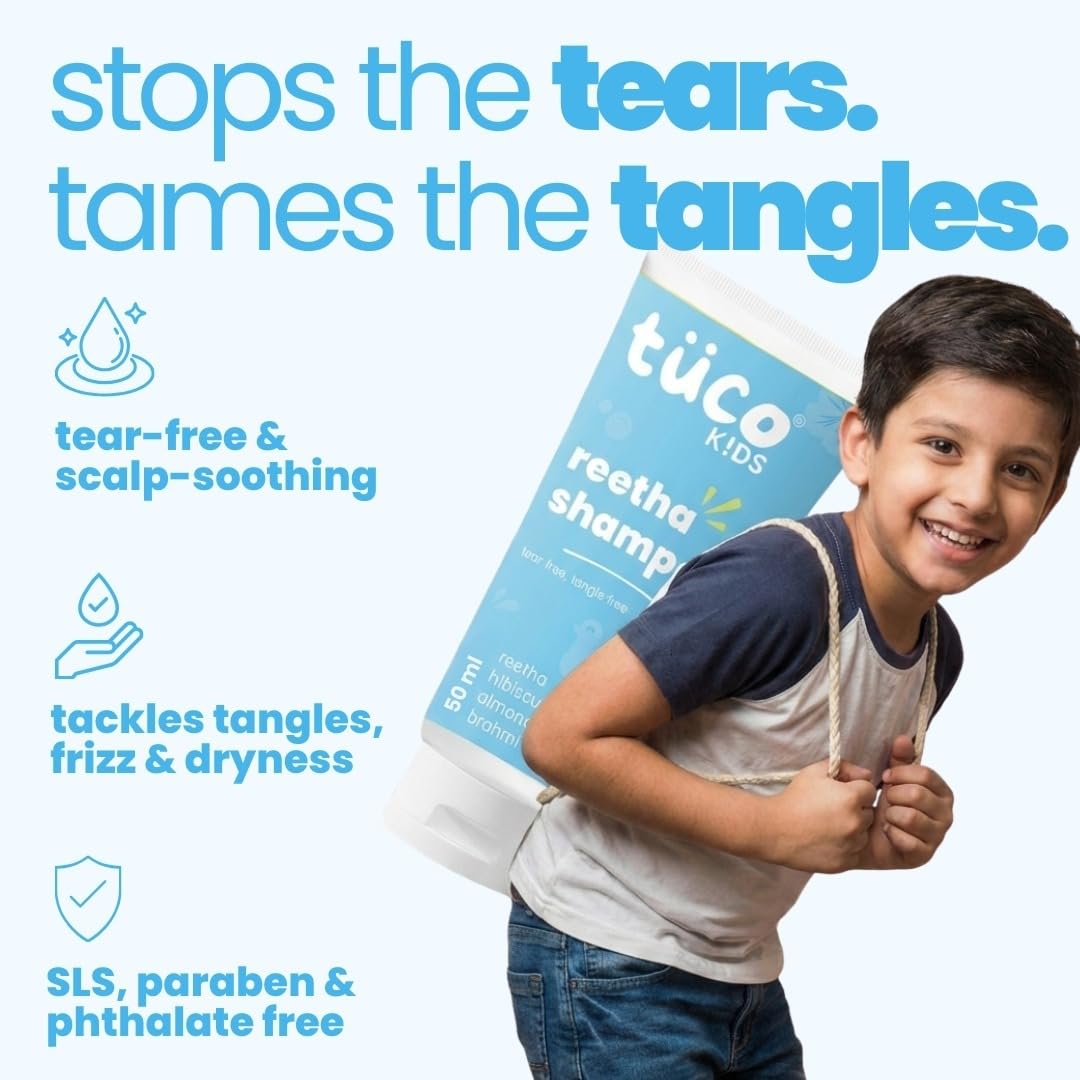 Tuco Kids Mild Shampoo for Kids, Hibiscus & Soapnut, Tear-Free, 50ml