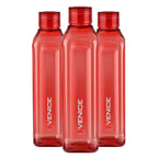 CELLO Venice Exclusive Edition Water Bottles Set of 3, 1000ml Each Red | Unbreakable, Food Grade, Air Tight, Leakproof Bottle Set | Reusable Set of Fridge Pet Water Bottles For Home, Office, Gifting