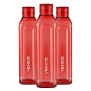 CELLO Venice Exclusive Edition Water Bottles Set of 3, 1000ml Each Red | Unbreakable, Food Grade, Air Tight, Leakproof Bottle Set | Reusable Set of Fridge Pet Water Bottles For Home, Office, Gifting