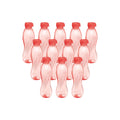 MILTON Oscar 1000 Pet Water Bottles, 1 Litre Each, Set of 12, Red Reusable Plastic Fridge Bottle Set, BPA Free and Leak Proof Bottles for Travel, Work