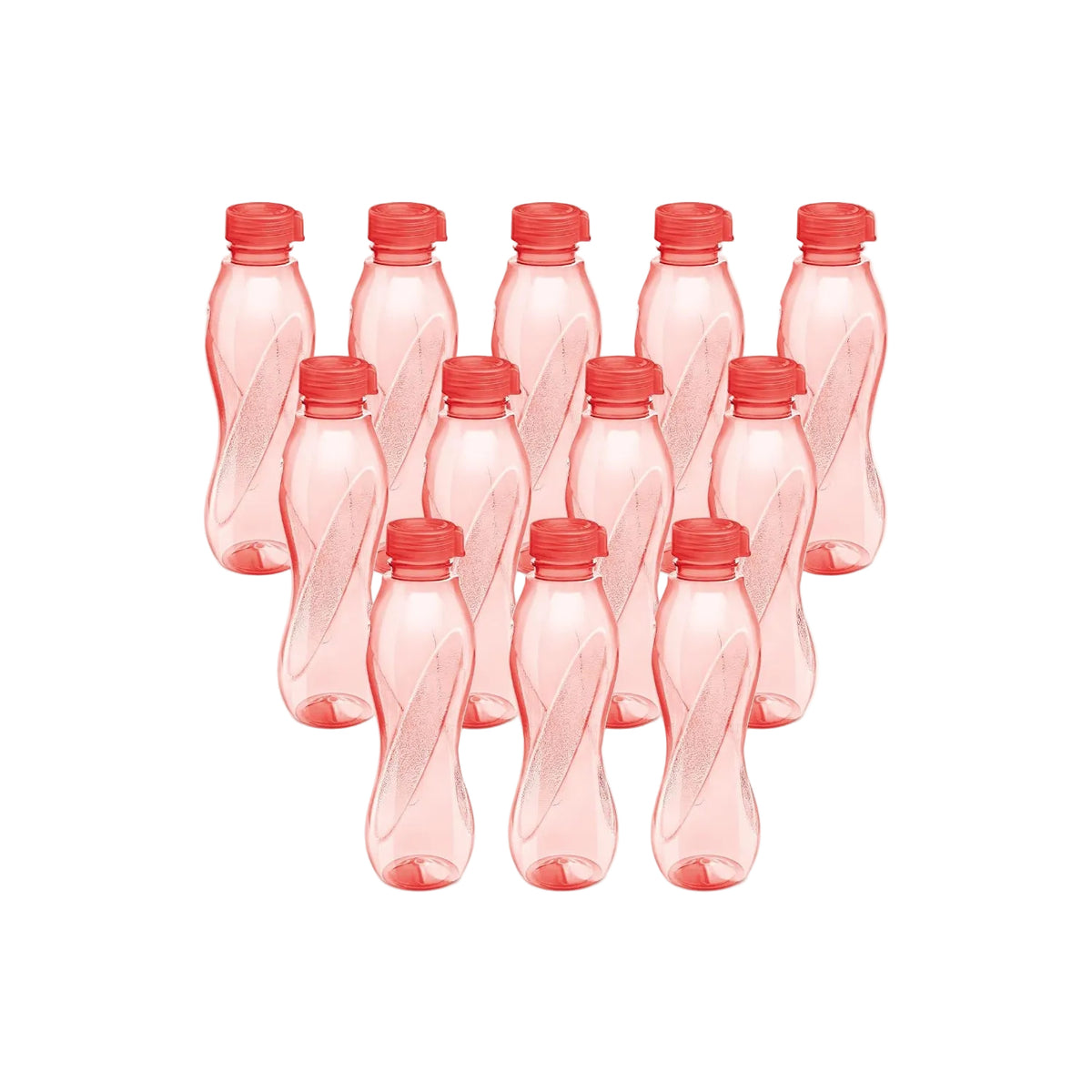 MILTON Oscar 1000 Pet Water Bottles, 1 Litre Each, Set of 12, Red Reusable Plastic Fridge Bottle Set, BPA Free and Leak Proof Bottles for Travel, Work