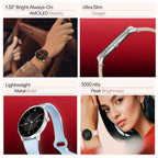 boAt Chrome Iris Fashion Smart Watch for Women - Elegant Ultra-Sleek Dial, Light-Weight Metal Body, 1.32" AMOLED Display, 1000 Nits, AOD, Female Wellness Tracking Watch for Woman (Silk Skin)