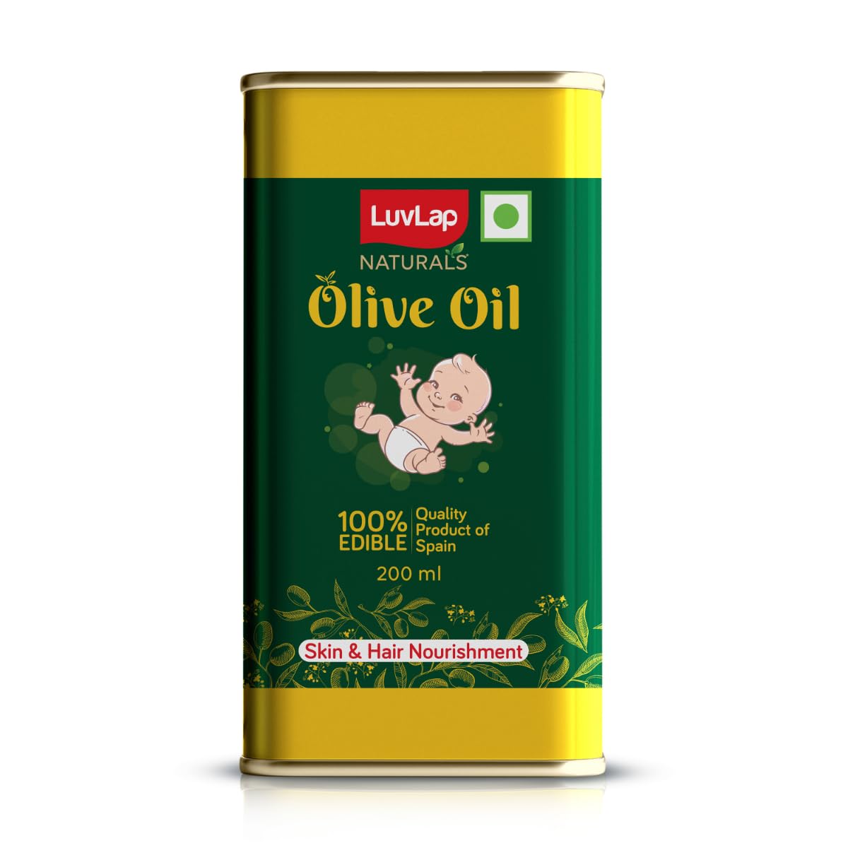 LuvLap Naturals Baby Body Massage Olive Oil, 100% Olive Oil for New Born, 200 ML,