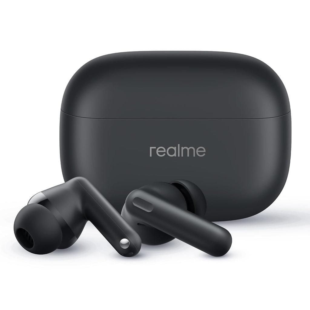 realme Buds T310 True Wireless in-Ear Earbuds with 46dB Hybrid ANC, 360° Spatial Audio, 12.4mm Dynamic Bass Driver, Upto 40Hrs Battery and Fast Charging (Vibrant Black)