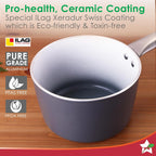 Wonderchef Eco-Glide Saucepan | Chemical-Free Ceramic Coating | 16cm, 1.75L | Healthy, Low Oil Meals | Scratch-Resistant | Stainless-Steel Handle | Gas & Induction Compatible | Grey | Easy to Clean