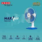 USHA Maxx Air 400MM High Speed Table Fan (Blue & White)