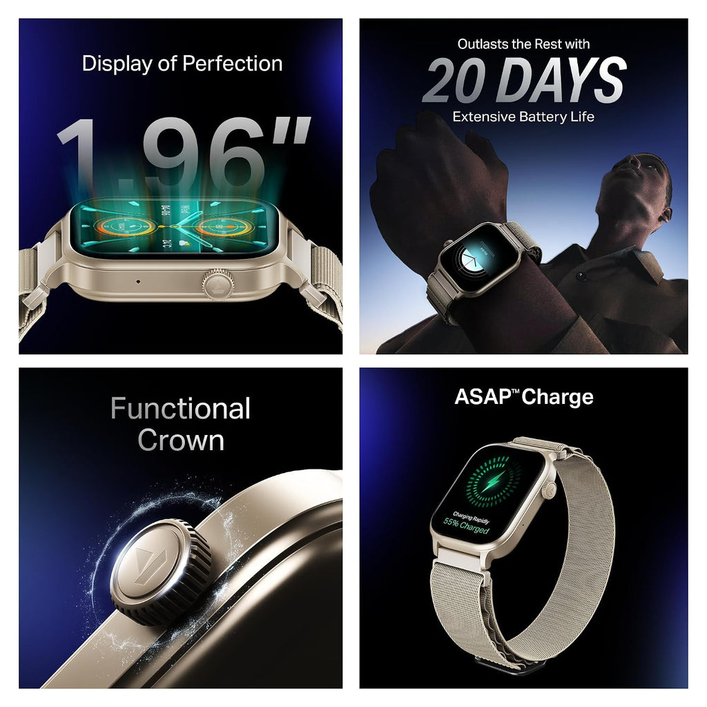 boAt Storm Infinity Plus w/20 Days Extensive Battery Life, Huge 680 mAh, Only Charge Once a Month, 1.96" Display, Functional Crown, Multiple Sports Modes, smart Watch for man & Woman (Sports White)