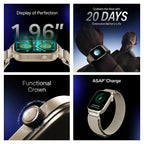 boAt Storm Infinity Plus w/20 Days Extensive Battery Life, Huge 680 mAh, Only Charge Once a Month, 1.96" Display, Functional Crown, Multiple Sports Modes, smart Watch for man & Woman (Sports White)