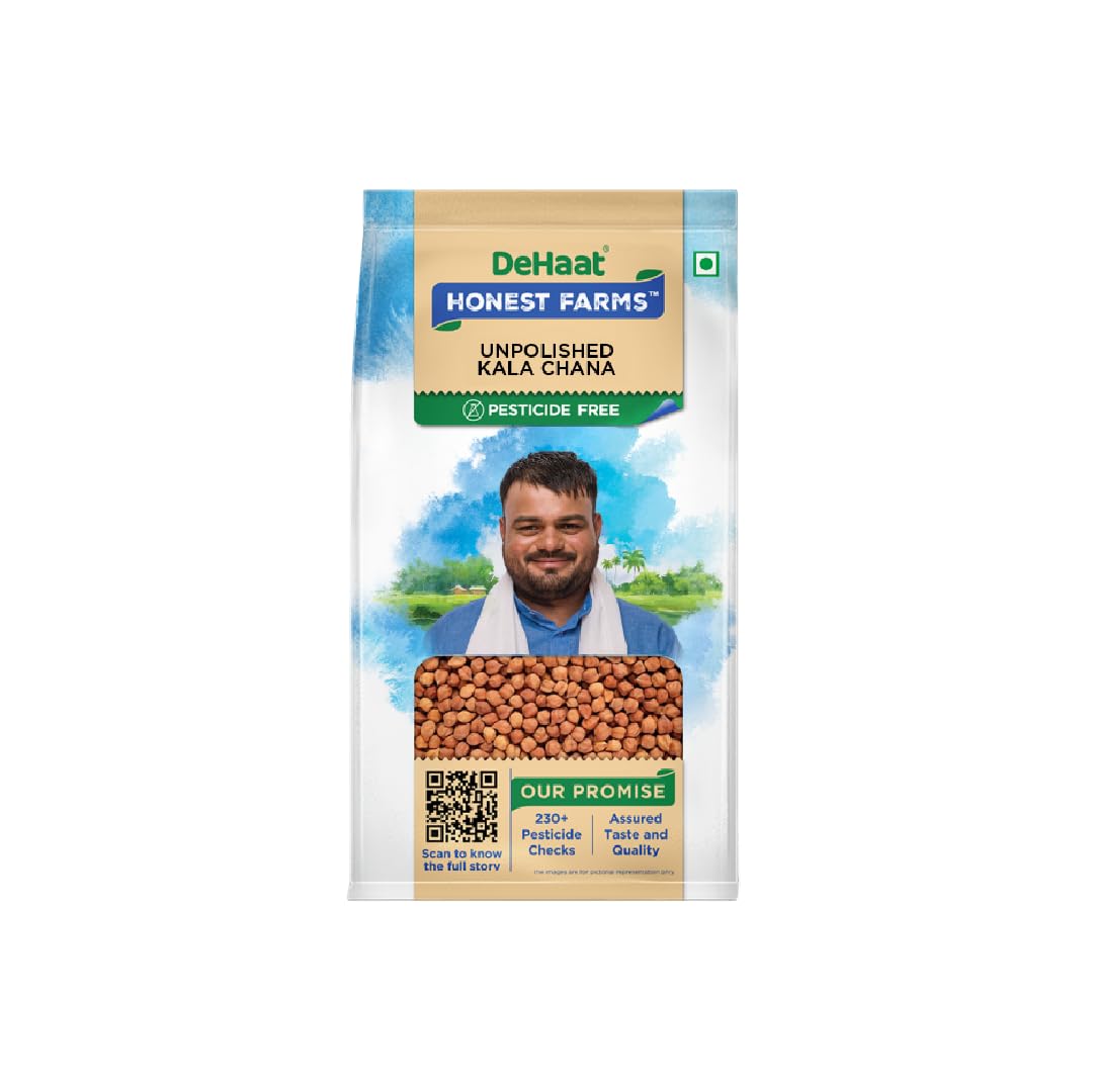 DeHaat Honest Farms Pesticide Free Unpolished Kala Chana 1 KG