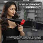 Ikonic Pro 2200+ Hair Dryer, 2200W Powerful AC Motor, Ionic Technology, 2 Speed & 3 Heat Setting, Cool Shot, Low Noise, Hair Diffuser & Nozzle, For Women & Men, All Hair Type (Black & Red)