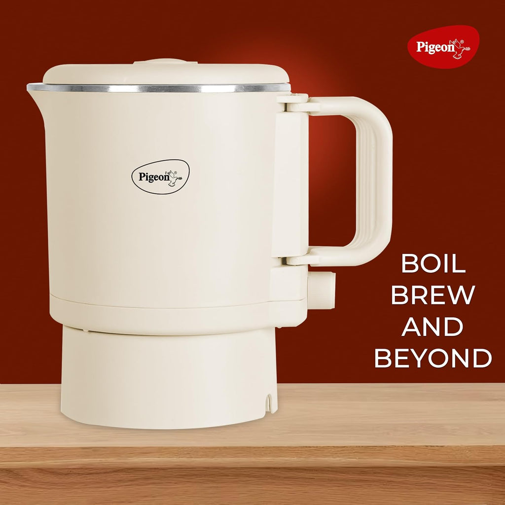 Pigeon Stainless Steel By Stovekraft Trip Multi-Cook Kettle,600 Watts,0.8 Litre, Used For Boiling Water, Making Tea And Coffee, Instant Noodles, Soup Etc (Cream)