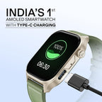 boAt New Launch Ultima Vogue 2, India's First AMOLED Type-C Smartwatch, 1.96" Display, 1000 nits Brightness, Metal Body w/Premium Straps, 10-Days Battery Life, Smartwatch for Men & Women (Jade Green)