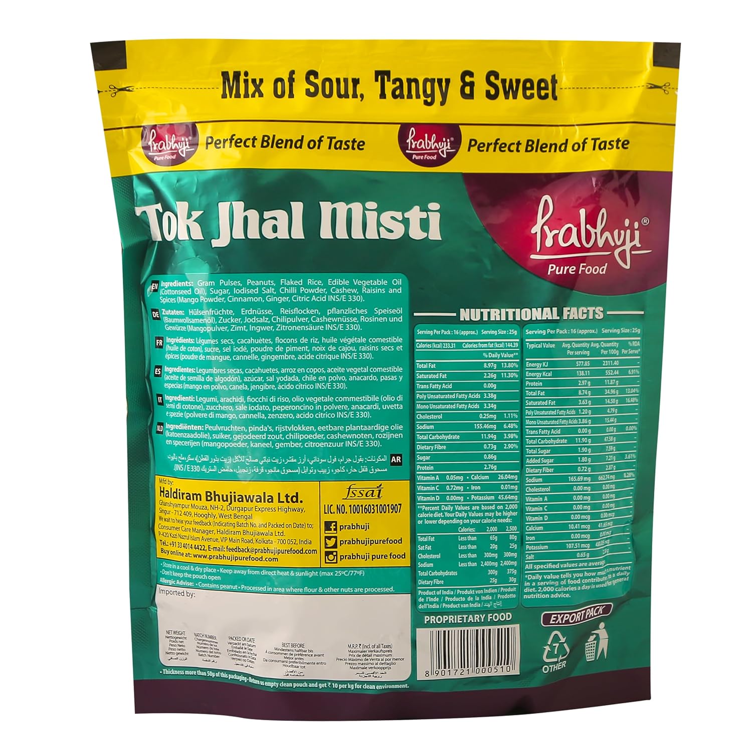 Prabhuji Pure Food Tok Jhal Misti Namkeen, Tangy & Sweet, 400g